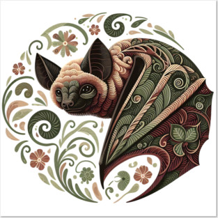 Flying Fox  Botanical Nature Art Illustration Posters and Art