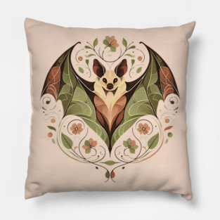 Flying Fox Botanical Nature Art Illustration2 Pillow
