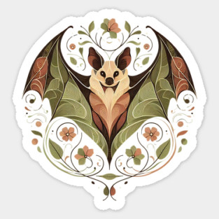 Flying Fox Botanical Nature Art Illustration2 Sticker