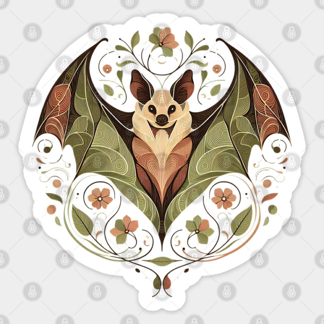 Flying Fox Botanical Nature Art Illustration2 Sticker by BirdsnStuff