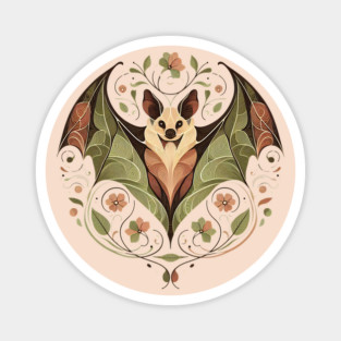 Flying Fox Botanical Nature Art Illustration2 Magnet