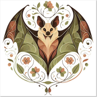 Flying Fox Botanical Nature Art Illustration2 Posters and Art