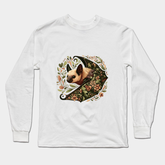 Flying Fox Botanical Nature Art Illustration3 Long Sleeve T-Shirt by BirdsnStuff