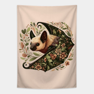 Flying Fox Botanical Nature Art Illustration3 Tapestry