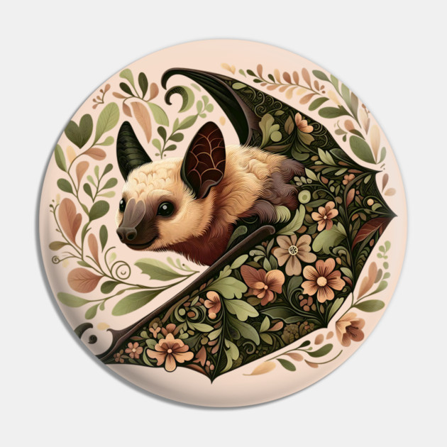 Flying Fox Botanical Nature Art Illustration3 Pin by BirdsnStuff