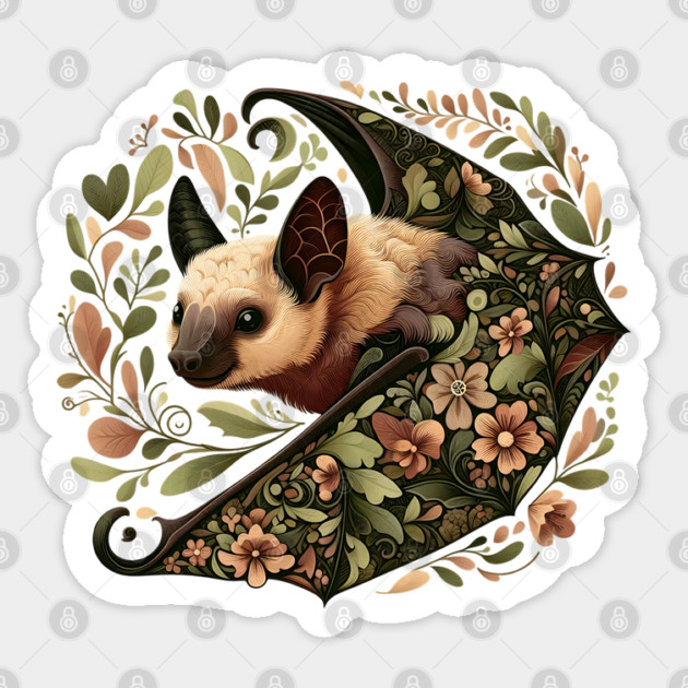 Flying Fox Botanical Nature Art Illustration3 Sticker by BirdsnStuff