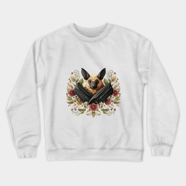 Flying Fox Botanical Nature Art Illustration4 Crewneck Sweatshirt by BirdsnStuff
