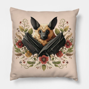Flying Fox Botanical Nature Art Illustration4 Pillow