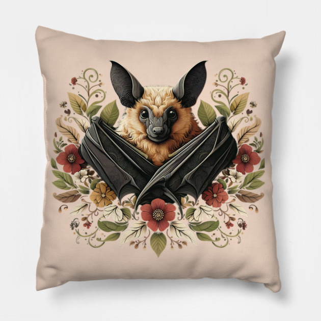 Flying Fox Botanical Nature Art Illustration4 Pillow by BirdsnStuff