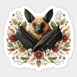Flying Fox Botanical Nature Art Illustration4 Sticker