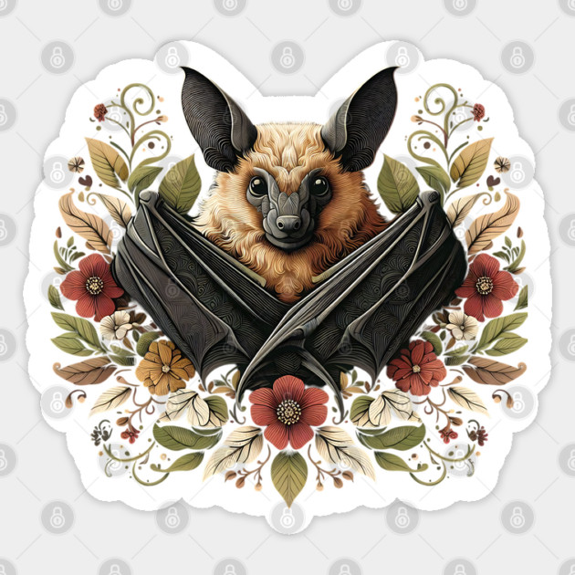 Flying Fox Botanical Nature Art Illustration4 Sticker by BirdsnStuff