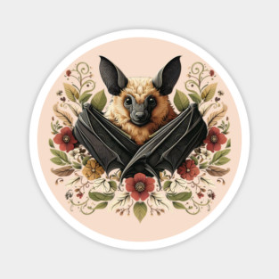 Flying Fox Botanical Nature Art Illustration4 Magnet