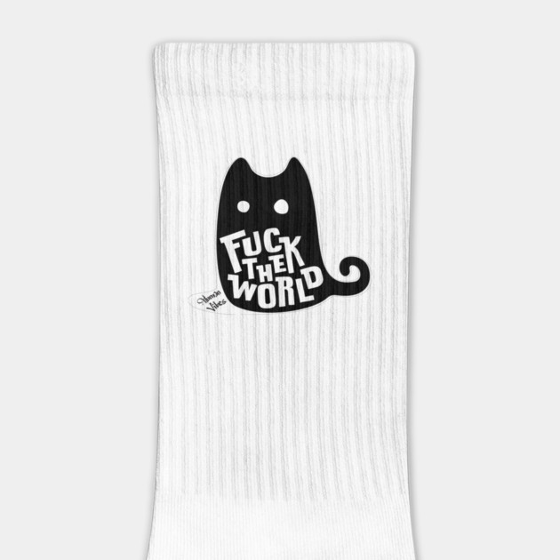 Cute Black Cat Graphic: "Fuck The World" Rebellious Attitude by Jiyoun's Store 1