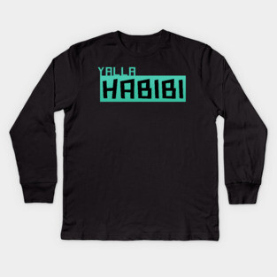 Yalla Habibi Arabic text Kids Long Sleeve T-Shirt