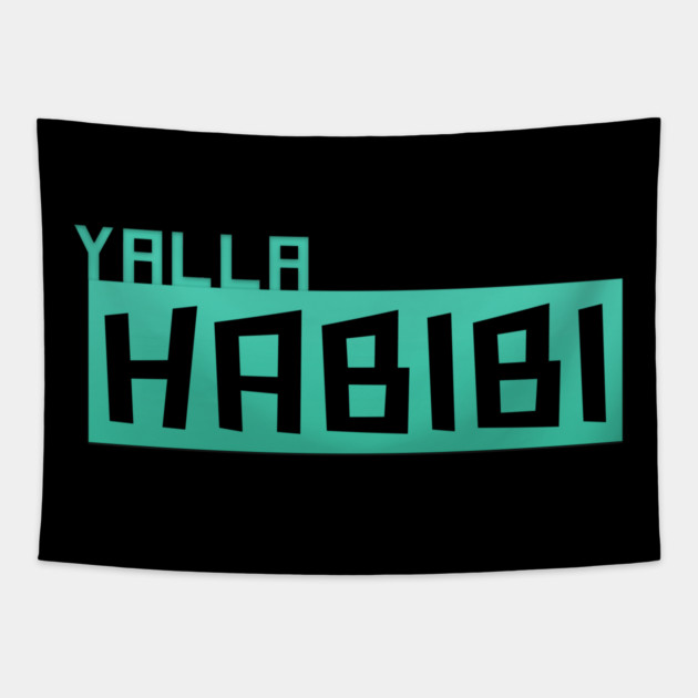 Yalla Habibi Arabic text Tapestry by DrollDrifter