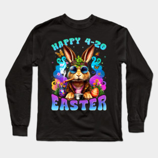 Happy 420 Easter Funny Smoking Easter Bunny Long Sleeve T-Shirt