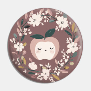 Boho Kawaii Apple – Cute Pastel Fruit Illustration Pin