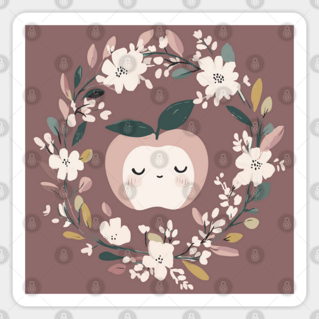Boho Kawaii Apple – Cute Pastel Fruit Illustration Sticker by TuncGK