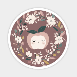 Boho Kawaii Apple – Cute Pastel Fruit Illustration Magnet