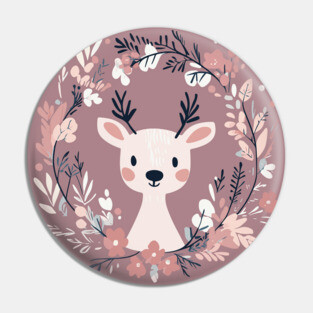 Boho Kawaii Reindeer – Whimsical Winter Animal Art Pin
