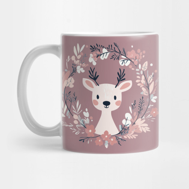 Boho Kawaii Reindeer – Whimsical Winter Animal Art by TuncGK