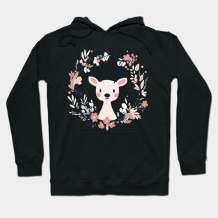 Boho Kawaii Reindeer – Whimsical Winter Animal Art Hoodie