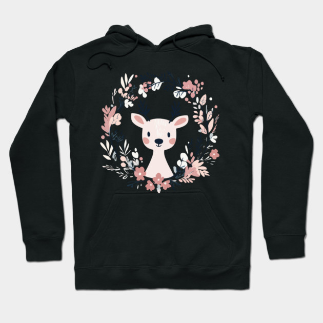 Boho Kawaii Reindeer – Whimsical Winter Animal Art Hoodie by TuncGK