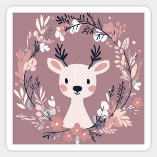 Boho Kawaii Reindeer – Whimsical Winter Animal Art Sticker