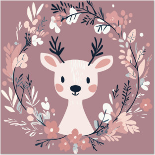 Boho Kawaii Reindeer – Whimsical Winter Animal Art Posters and Art