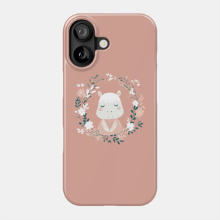 Boho Kawaii Hippo – Cute & Cozy Wildlife Illustration Phone Case