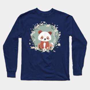 Boho Kawaii Red Panda – Adorable Wild Animal Art Long Sleeve T-Shirt