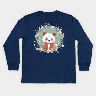 Boho Kawaii Red Panda – Adorable Wild Animal Art Kids Long Sleeve T-Shirt