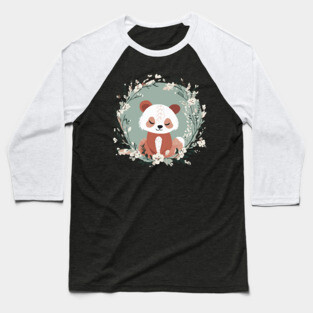 Boho Kawaii Red Panda – Adorable Wild Animal Art Baseball T-Shirt