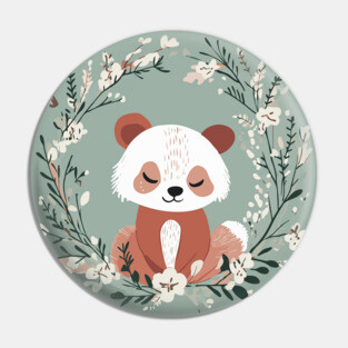 Boho Kawaii Red Panda – Adorable Wild Animal Art Pin