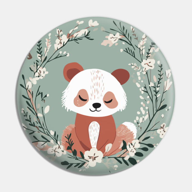 Boho Kawaii Red Panda – Adorable Wild Animal Art Pin by TuncGK