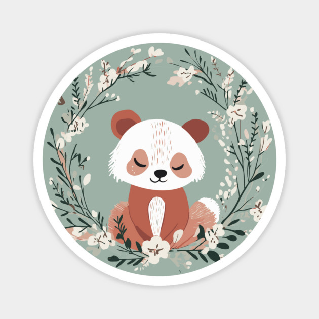 Boho Kawaii Red Panda – Adorable Wild Animal Art Magnet by TuncGK