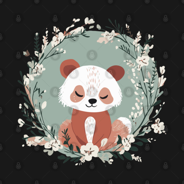Boho Kawaii Red Panda – Adorable Wild Animal Art by TuncGK