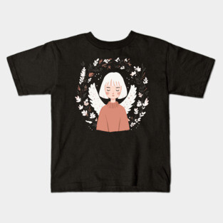 Boho Kawaii Angel – Ethereal Pastel Aesthetic Kids T-Shirt