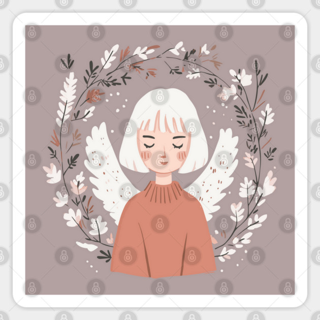 Boho Kawaii Angel – Ethereal Pastel Aesthetic Sticker by TuncGK