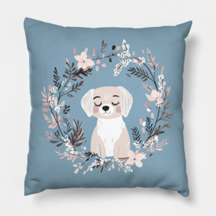 Boho Kawaii Dog – Adorable Puppy Aesthetic Pillow