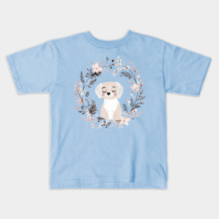 Boho Kawaii Dog – Adorable Puppy Aesthetic Kids T-Shirt