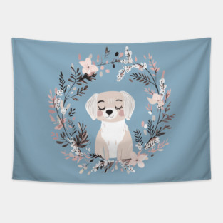 Boho Kawaii Dog – Adorable Puppy Aesthetic Tapestry