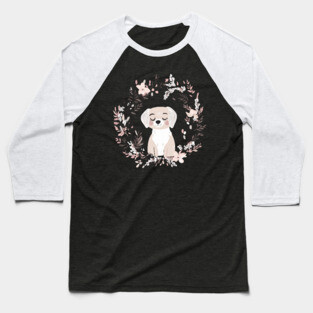 Boho Kawaii Dog – Adorable Puppy Aesthetic Baseball T-Shirt