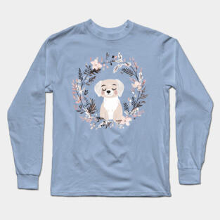 Boho Kawaii Dog – Adorable Puppy Aesthetic Long Sleeve T-Shirt