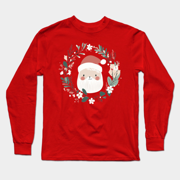 Boho Kawaii Santa – Cute Christmas Aesthetic Art Long Sleeve T-Shirt by TuncGK