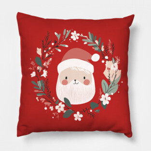 Boho Kawaii Santa – Cute Christmas Aesthetic Art Pillow