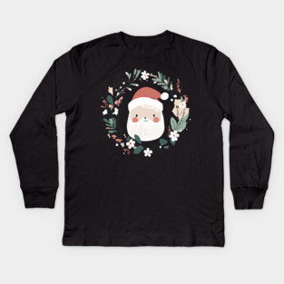 Boho Kawaii Santa – Cute Christmas Aesthetic Art Kids Long Sleeve T-Shirt