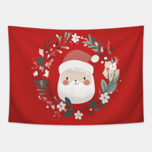 Boho Kawaii Santa – Cute Christmas Aesthetic Art Tapestry
