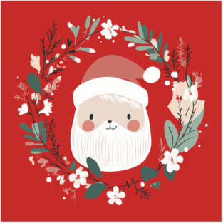 Boho Kawaii Santa – Cute Christmas Aesthetic Art Posters and Art