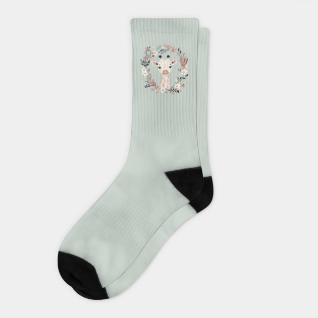 Boho Kawaii Giraffe – Adorable Safari Animal Aesthetic Socks by TuncGK